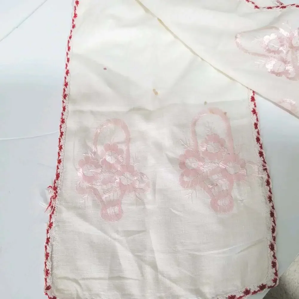 CRAFTS Upcycle Vintage Embroidered Estate Crochet Runners Table Doilies Lot Of 2